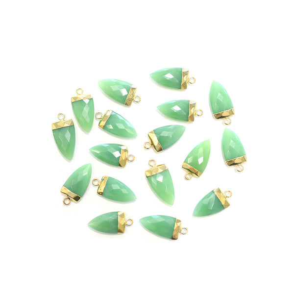 Chrysoprase Chalcedony 14X9 MM Arrow Shape Gold Electroplated Pendant