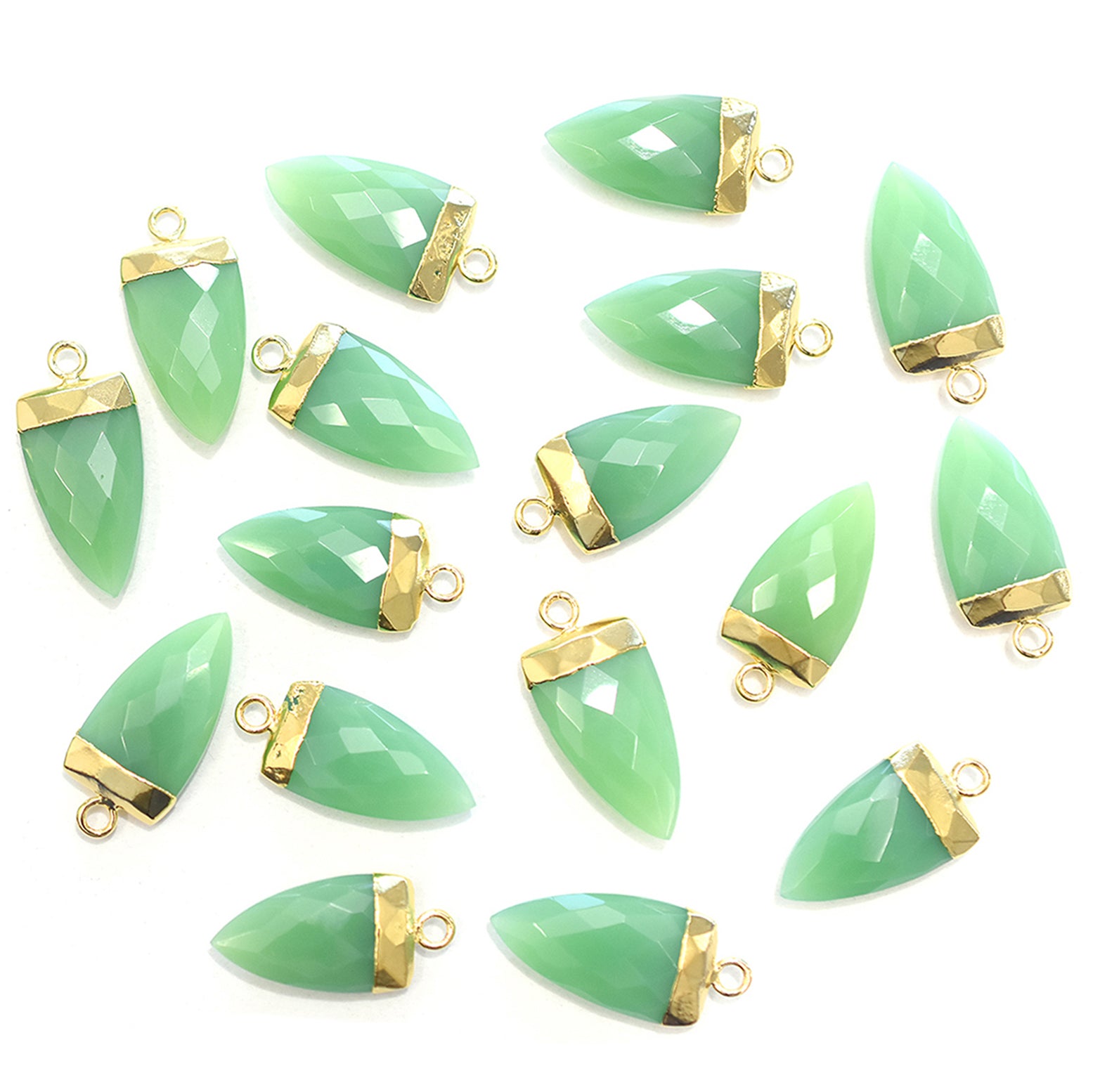 Chrysoprase Chalcedony 14X9 MM Arrow Shape Gold Electroplated Pendant