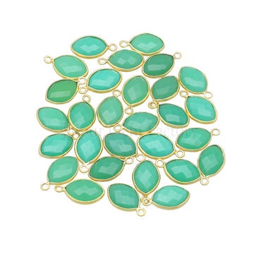 13X9 MM Vermeil Sterling Silver Bezel Chrysoprase Chalcedony Faceted Marquise Pendant