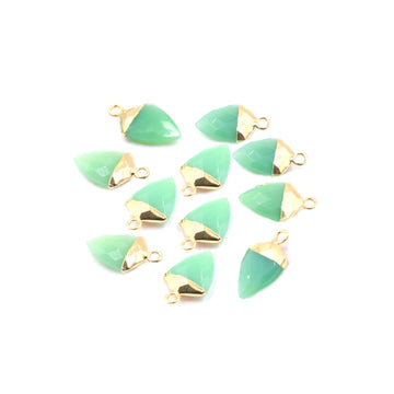 Chrysoprase Chalcedony 13X10 MM Shield Shape Gold Electroplated Pendant ( Set Of 2 Pcs)