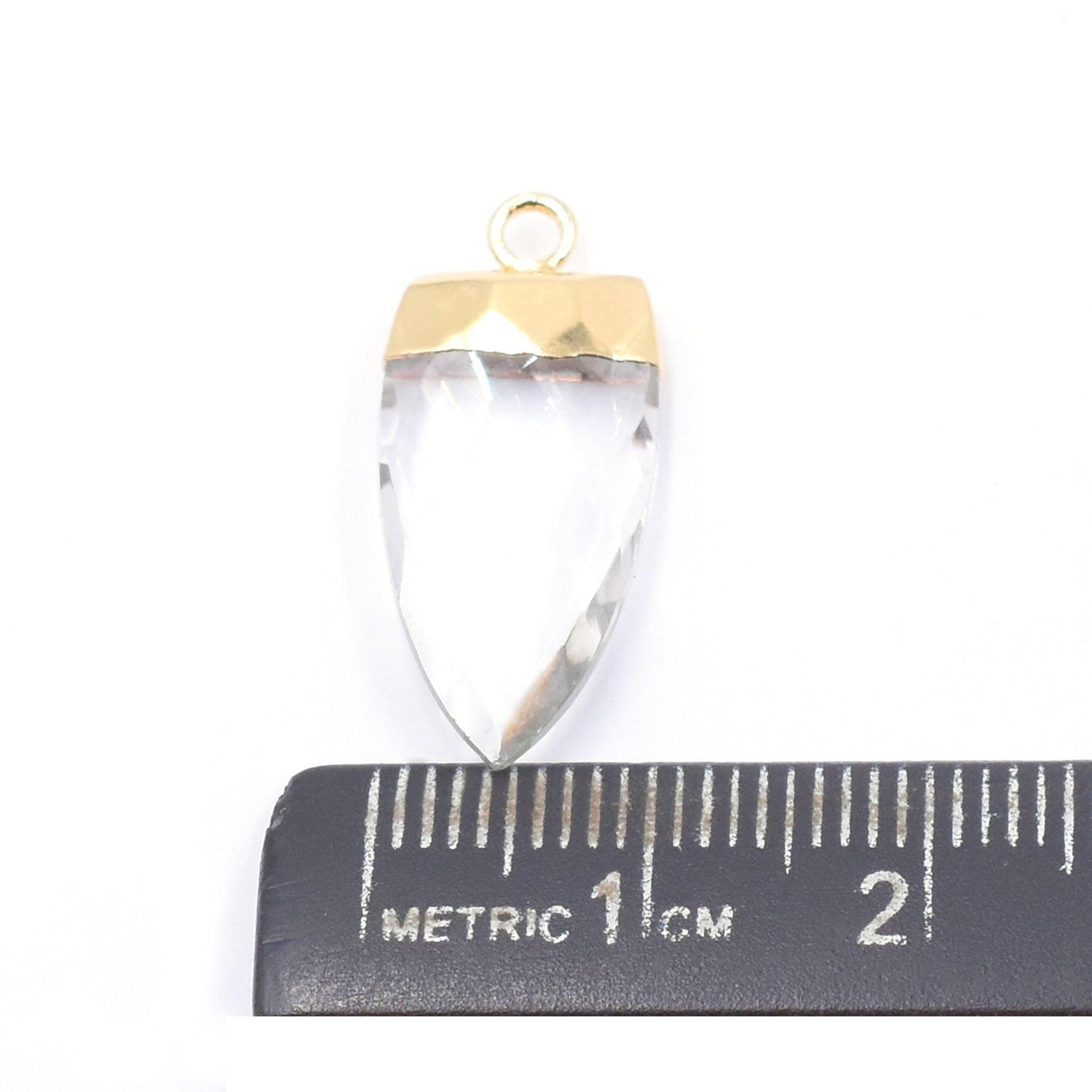 Crystal Quartz 14X9 MM Arrow Shape Gold Electroplated Pendant