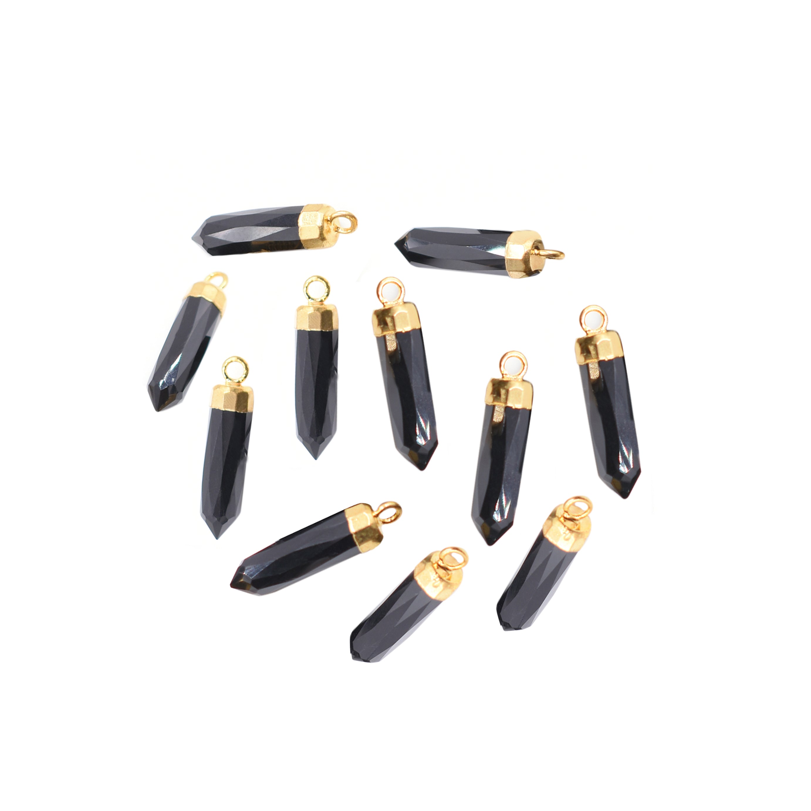 Black Onyx 19X5 MM Bullet Shape Gold Electroplated Pendant