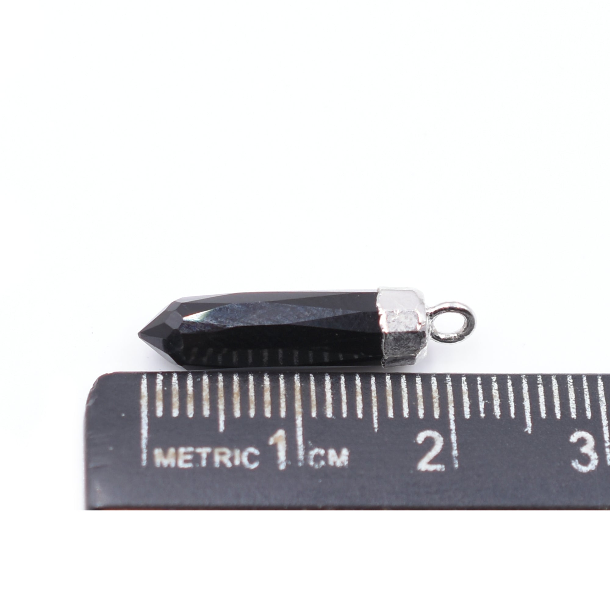 Black Onyx 19X5 MM Bullet Shape Rhodium Electroplated Pendant