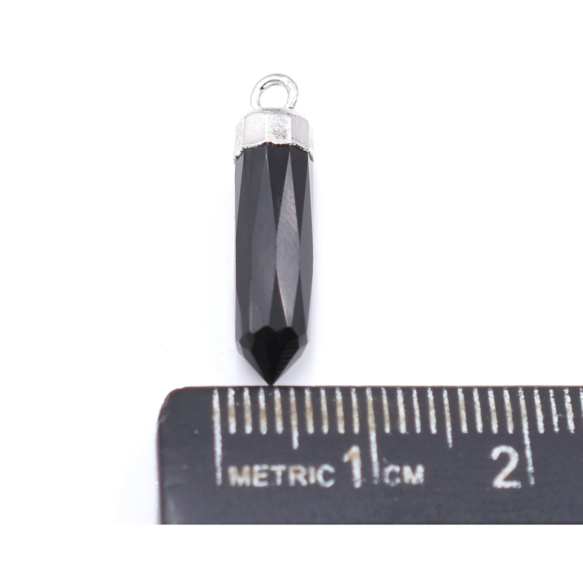 Black Onyx 19X5 MM Bullet Shape Rhodium Electroplated Pendant