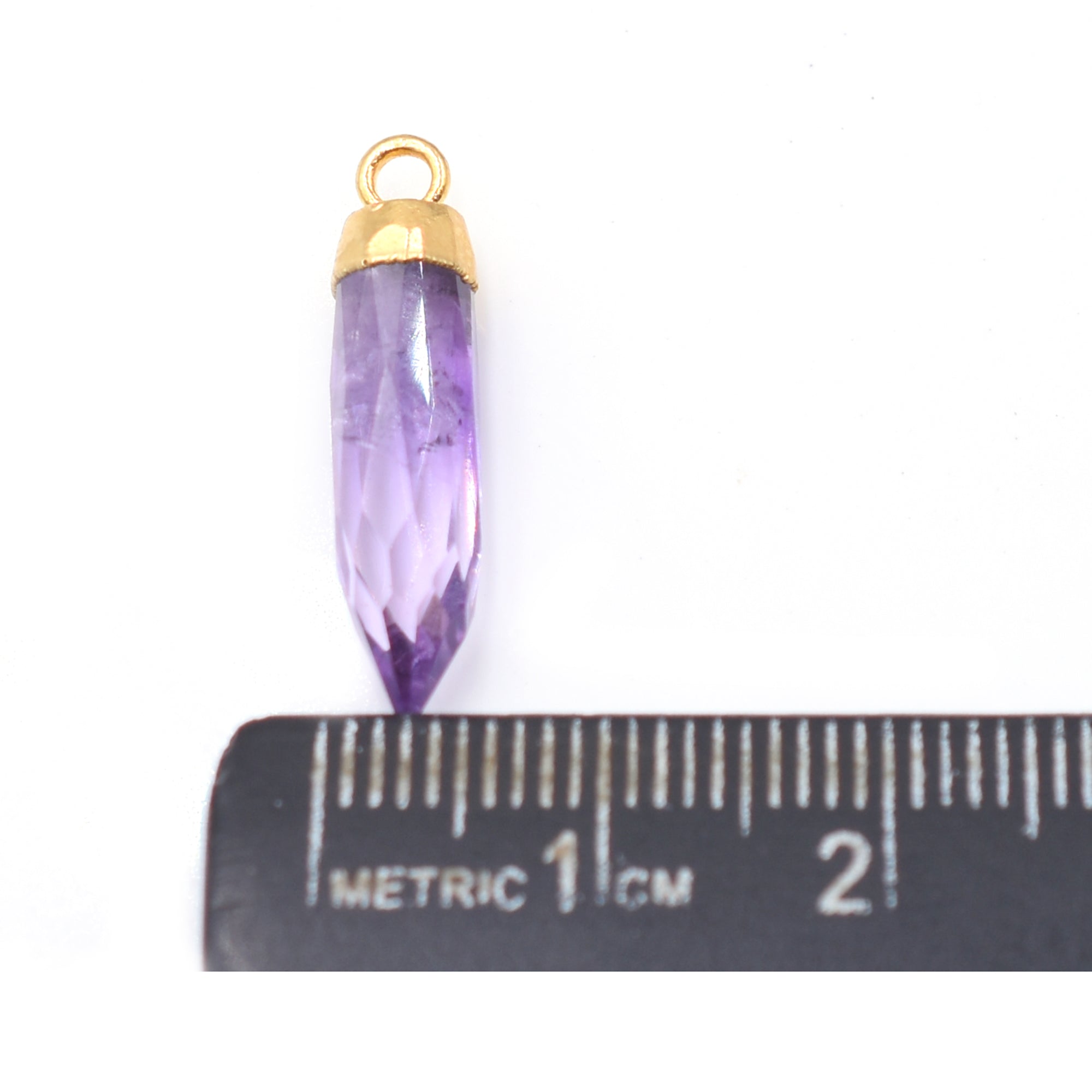 Amethyst 19X5 MM Bullet Shape Gold Electroplated Pendant