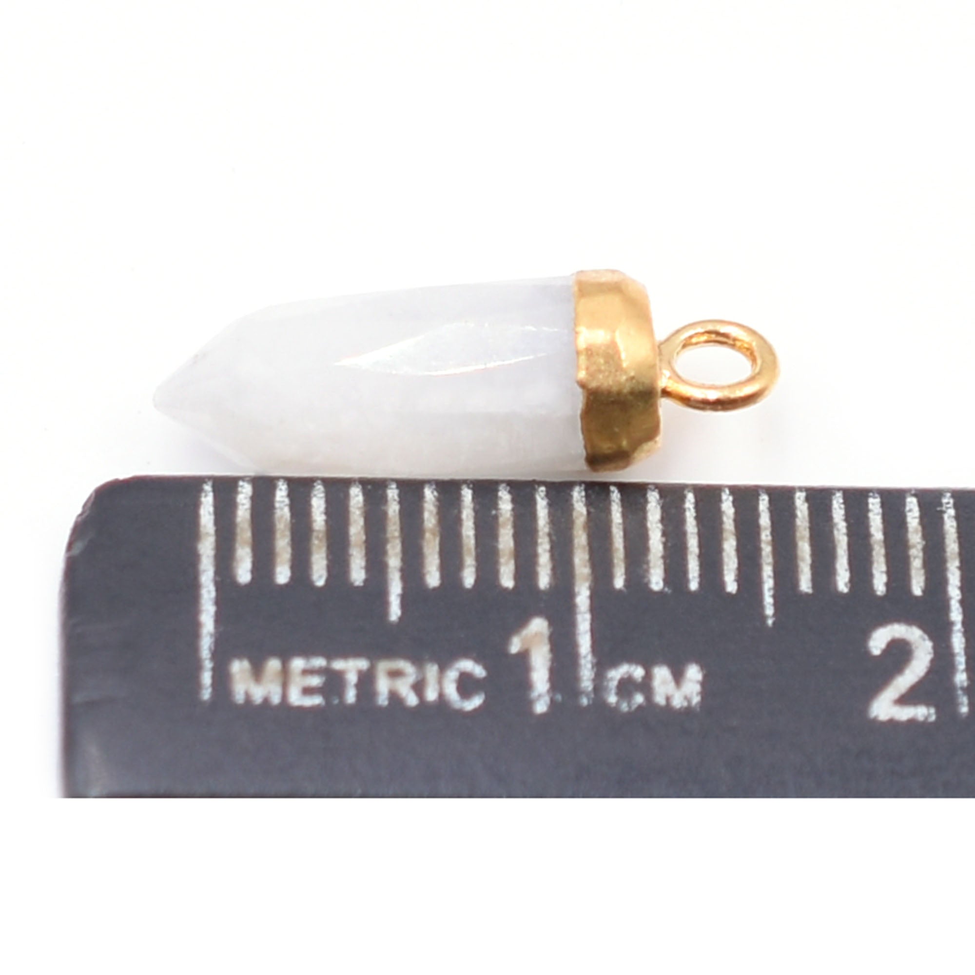 Rainbow Moonstone Bullet Shape 13 x 5 MM Gold Electroplated Pendant (Set Of 2 Pcs)
