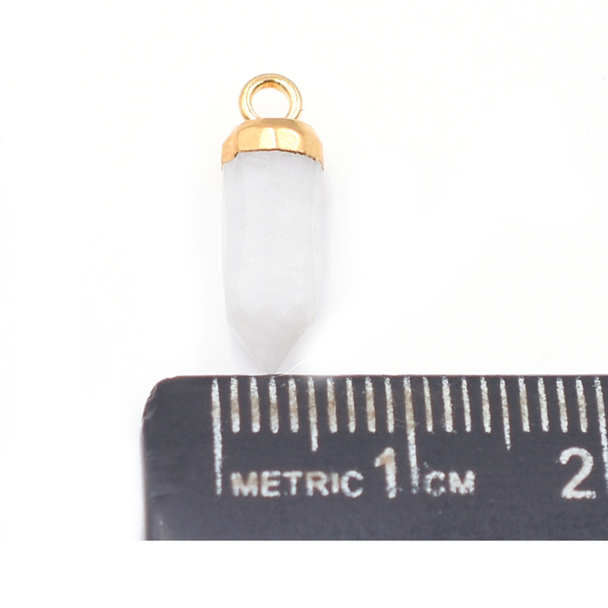 Rainbow Moonstone Bullet Shape 13 x 5 MM Gold Electroplated Pendant (Set Of 2 Pcs)