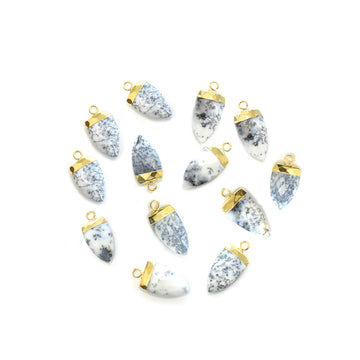 Dendritic Opal 14X9 MM Arrow Shape Gold Electroplated Pendant