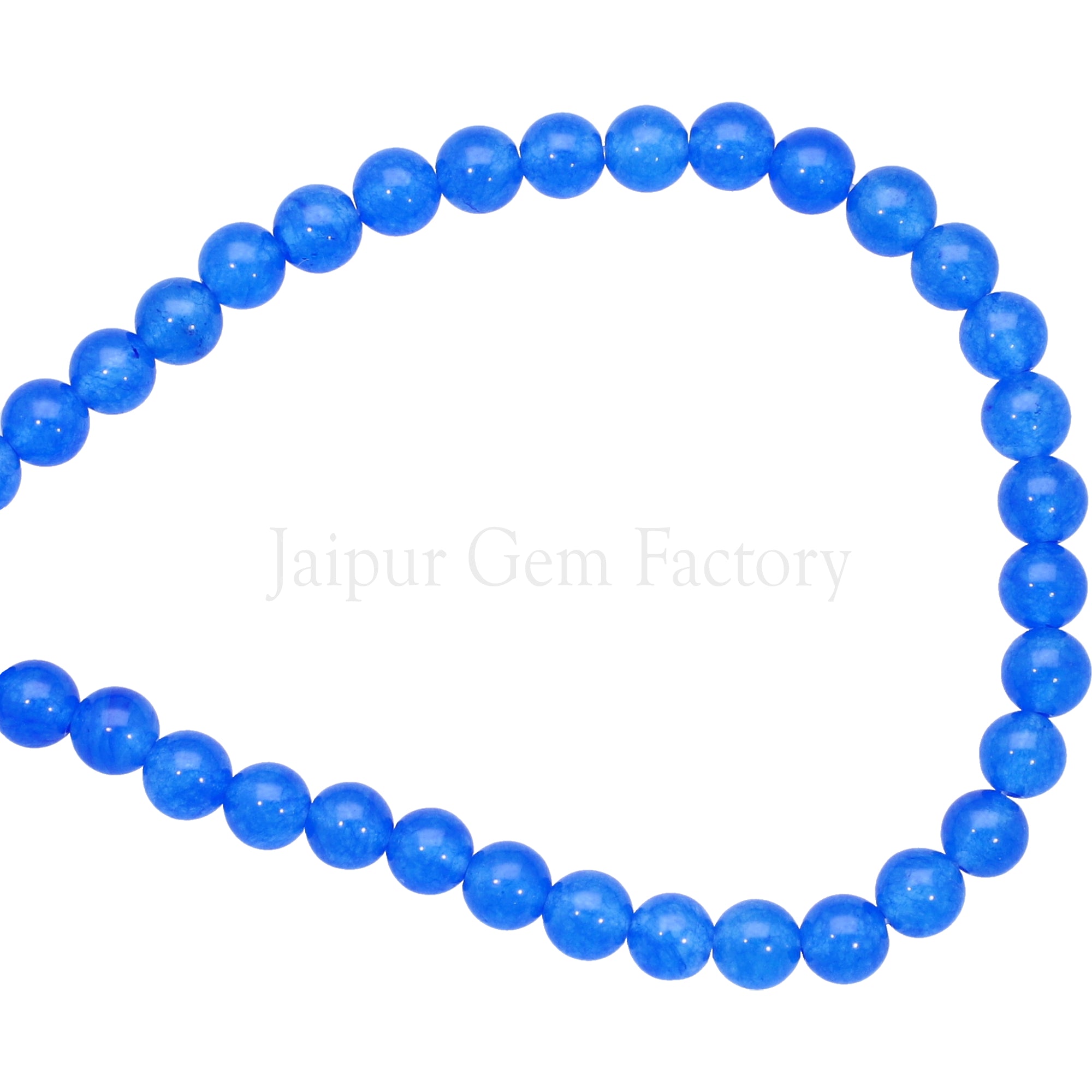 6 MM Denim Blue Jade Smooth Round Beads 15 Inches Strand