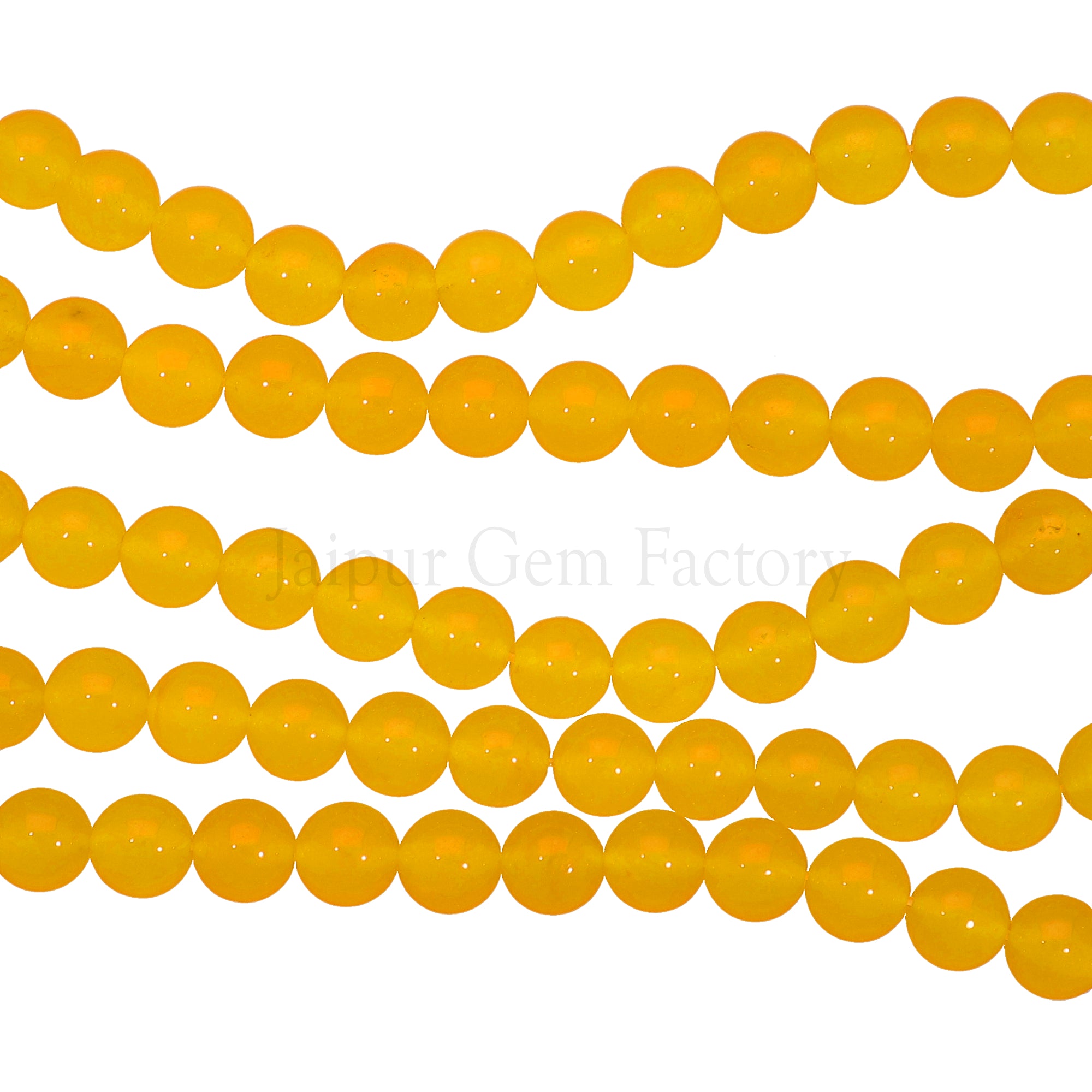 8 MM Dyed Yellow Natural Jade Smooth Round Beads 15 Inches Strand