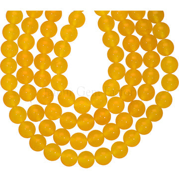 8 MM Dyed Yellow Natural Jade Smooth Round Beads 15 Inches Strand