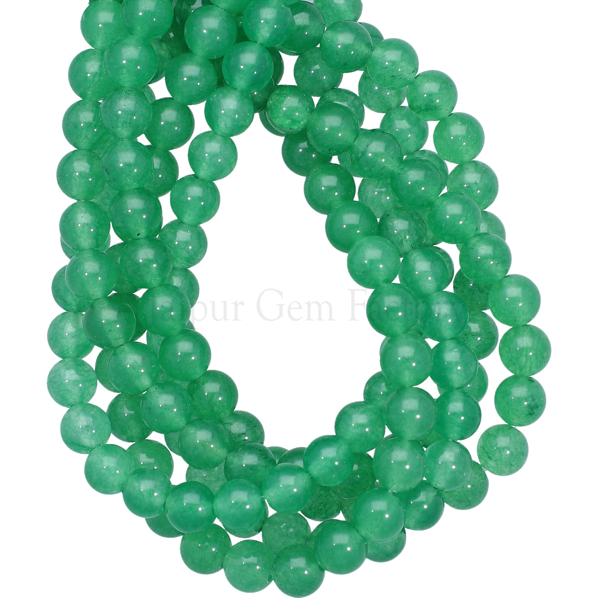 6 MM Emerald Green Jade Smooth Round Beads 15 Inches Strand