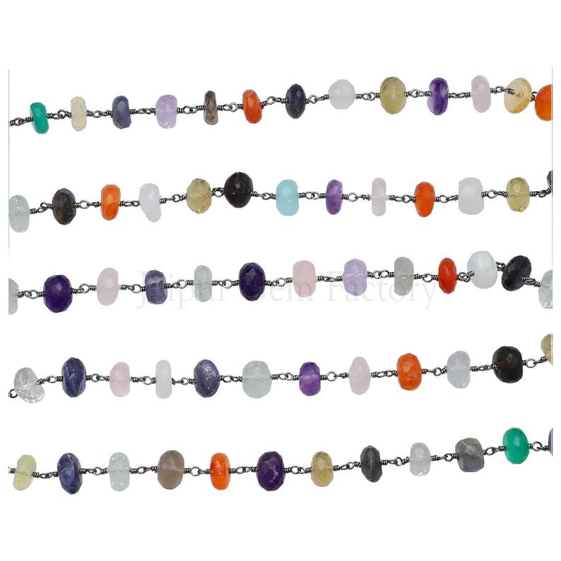 Faceted Rondelle Gemstone Beads Chain – Sold by Foot






