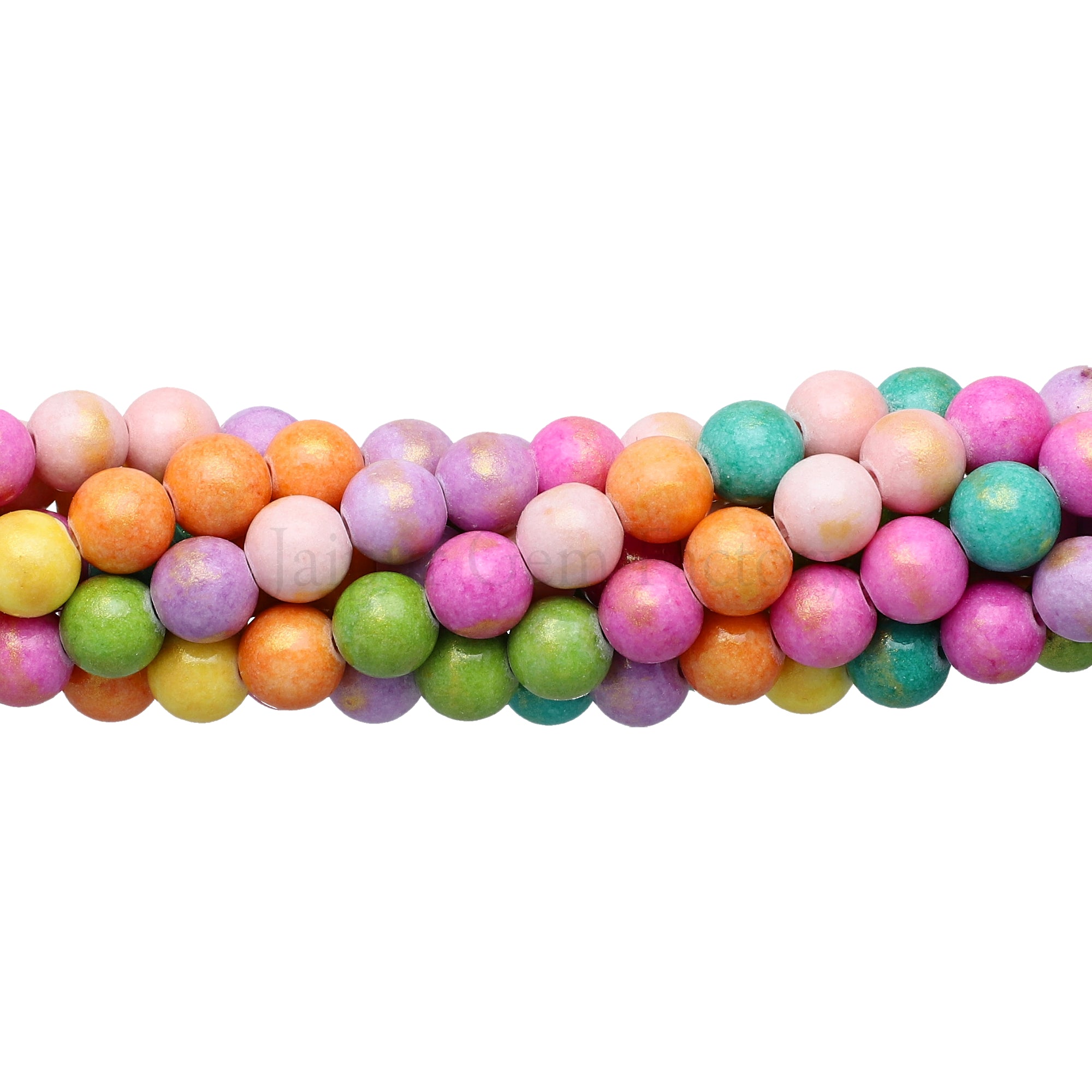 8 MM Multi Mix Color Gold Leafed Jade Smooth Round Beads 15 Inches Strand