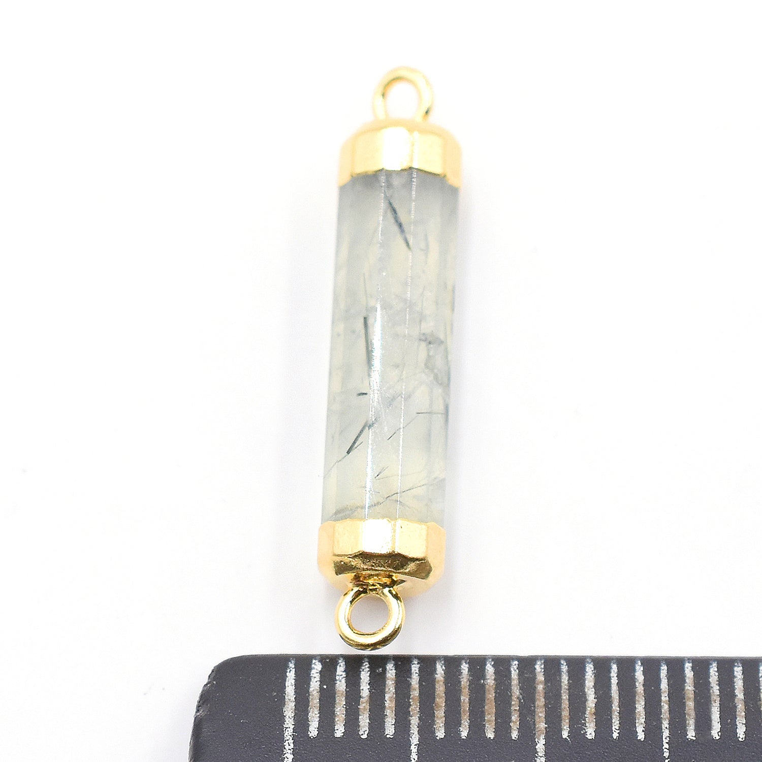 Gold Plated Prehnite Barrel Beads for DIY Jewelry

