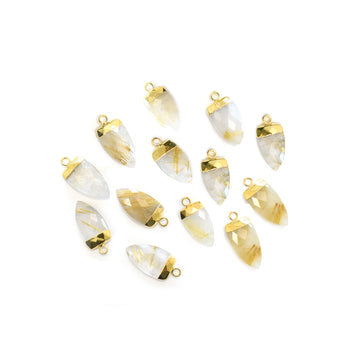 Golden Rutilated Quartz 14X9 MM Arrow Shape Gold Electroplated Pendant