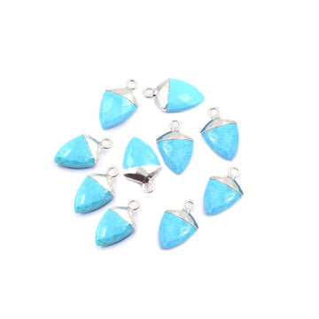 Howlite 13X10 MM Shield Shape Rhodium Electroplated Pendant ( Set Of 2 Pcs)