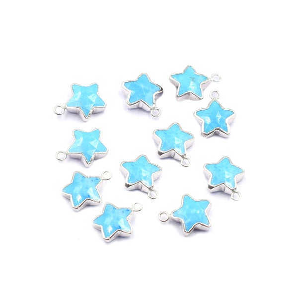 Howlite 10 To 11 MM Star Shape Rhodium Electroplated Pendant (Set Of 2 Pcs)
