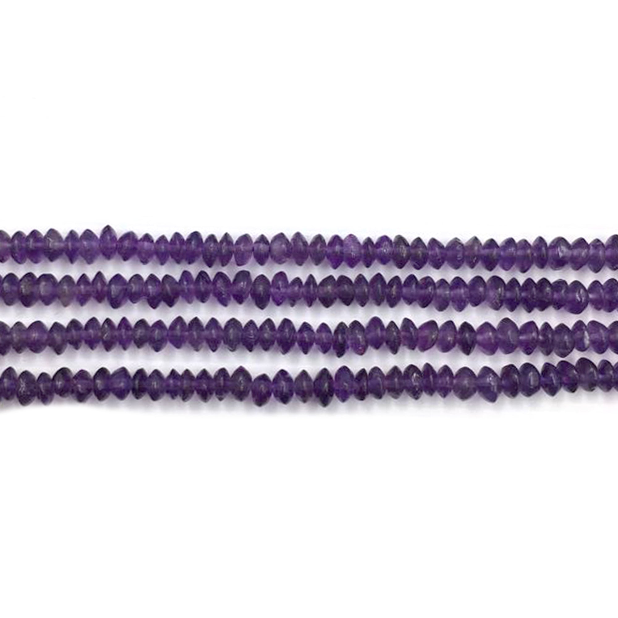 Lot of 2 Strand Dark African Amethyst 4 MM Faceted Rondelle Shape Beads Strand