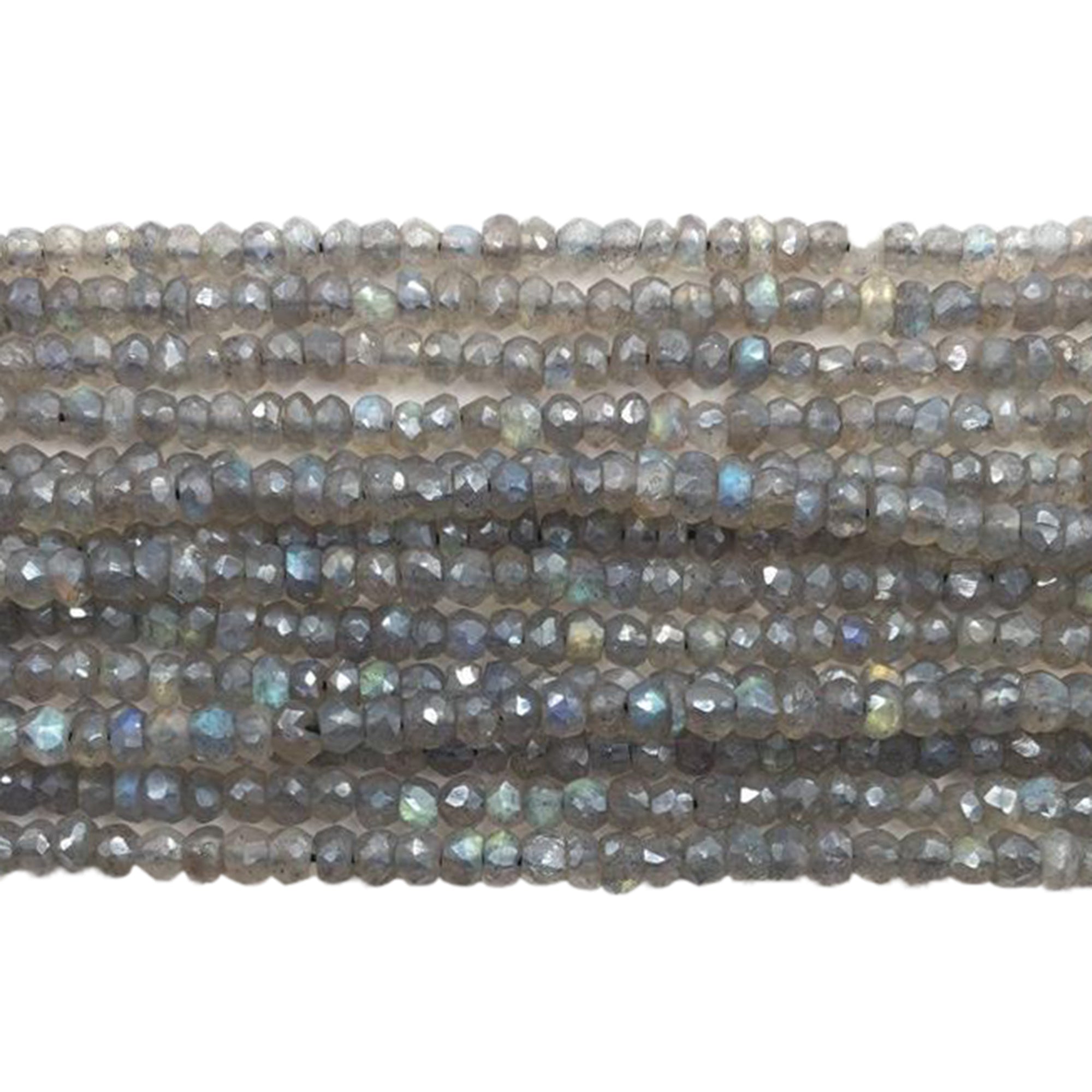 Mystic Labradorite 3.5 MM Faceted Rondelle Shape Beads Strand