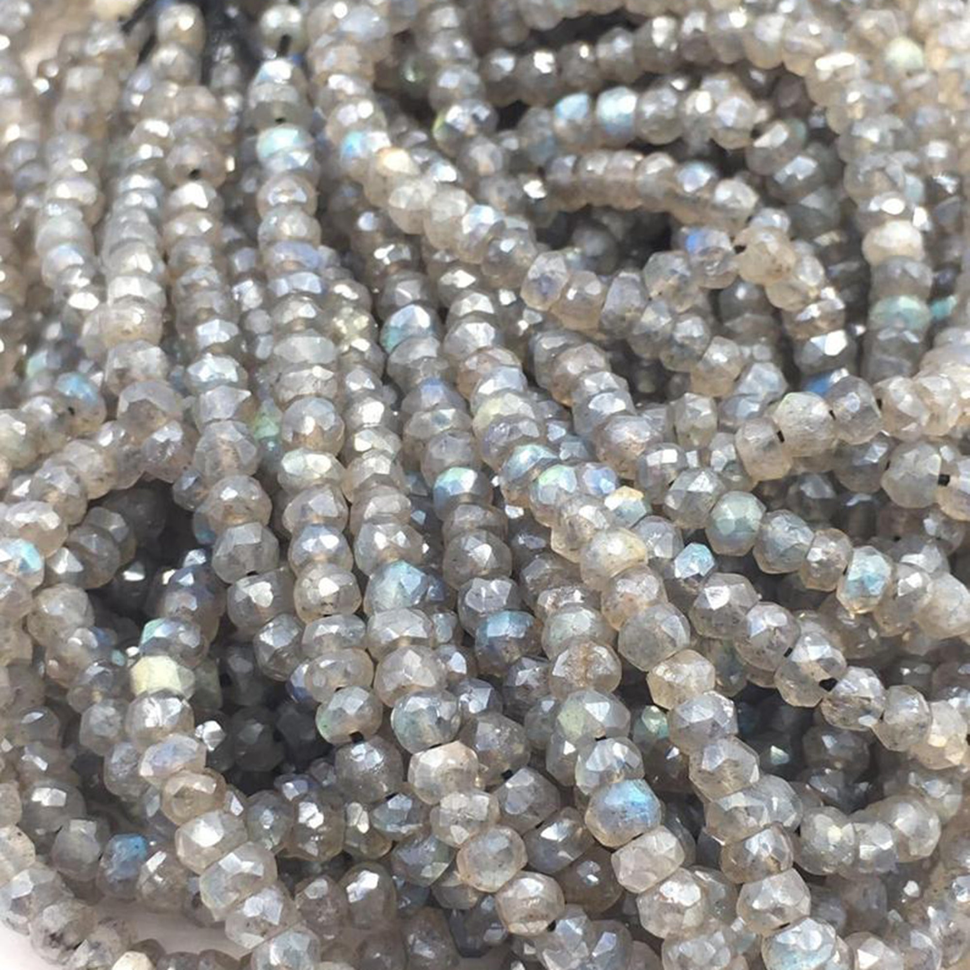 Mystic Labradorite 3.5 MM Faceted Rondelle Shape Beads Strand