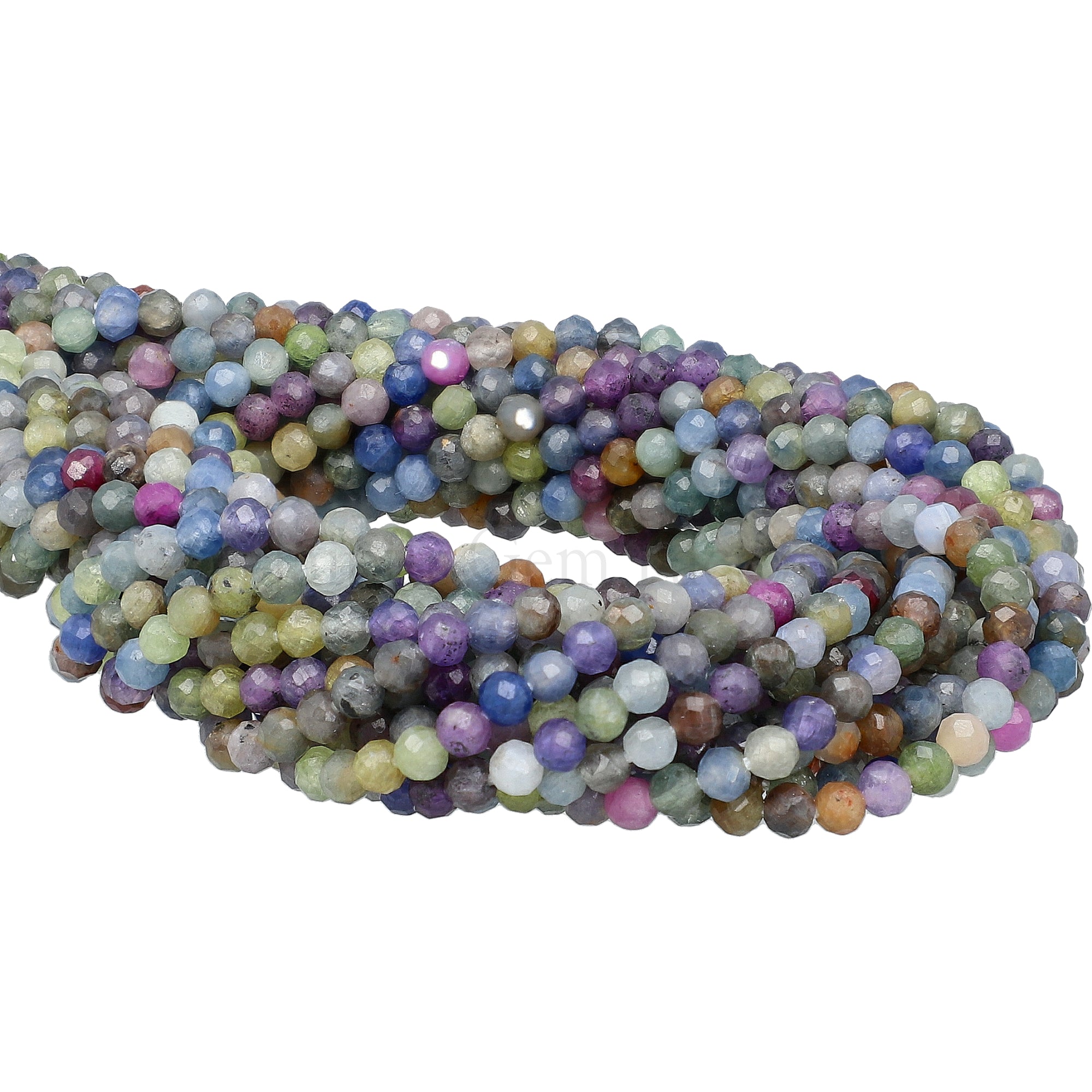 3 MM Multi Sapphire Faceted Round Beads
