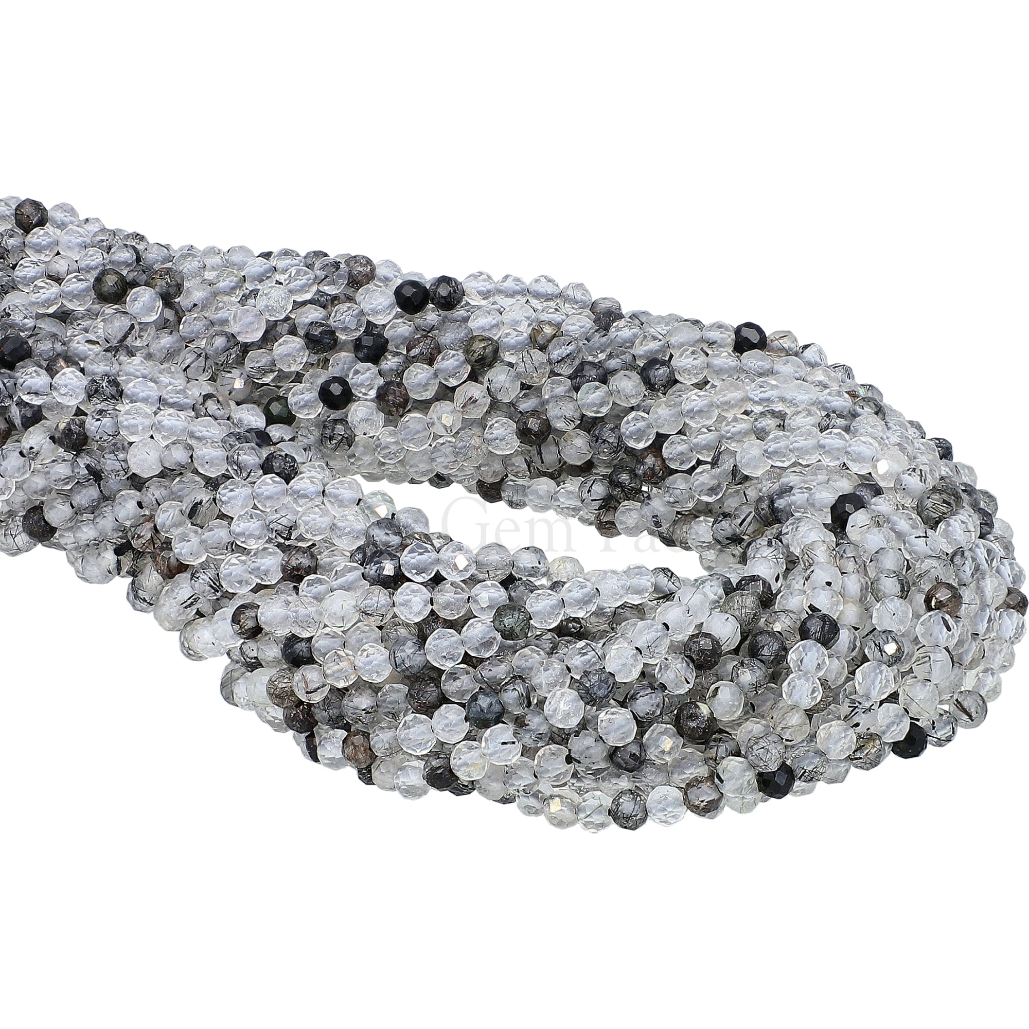 2.5 MM Natural Tourmaline Quartz Faceted Round Beads