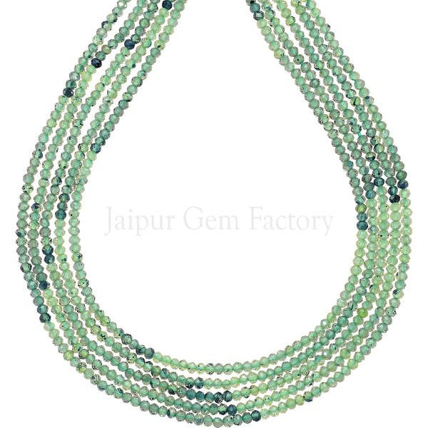 2 MM Green Sapphire Faceted Round Beads