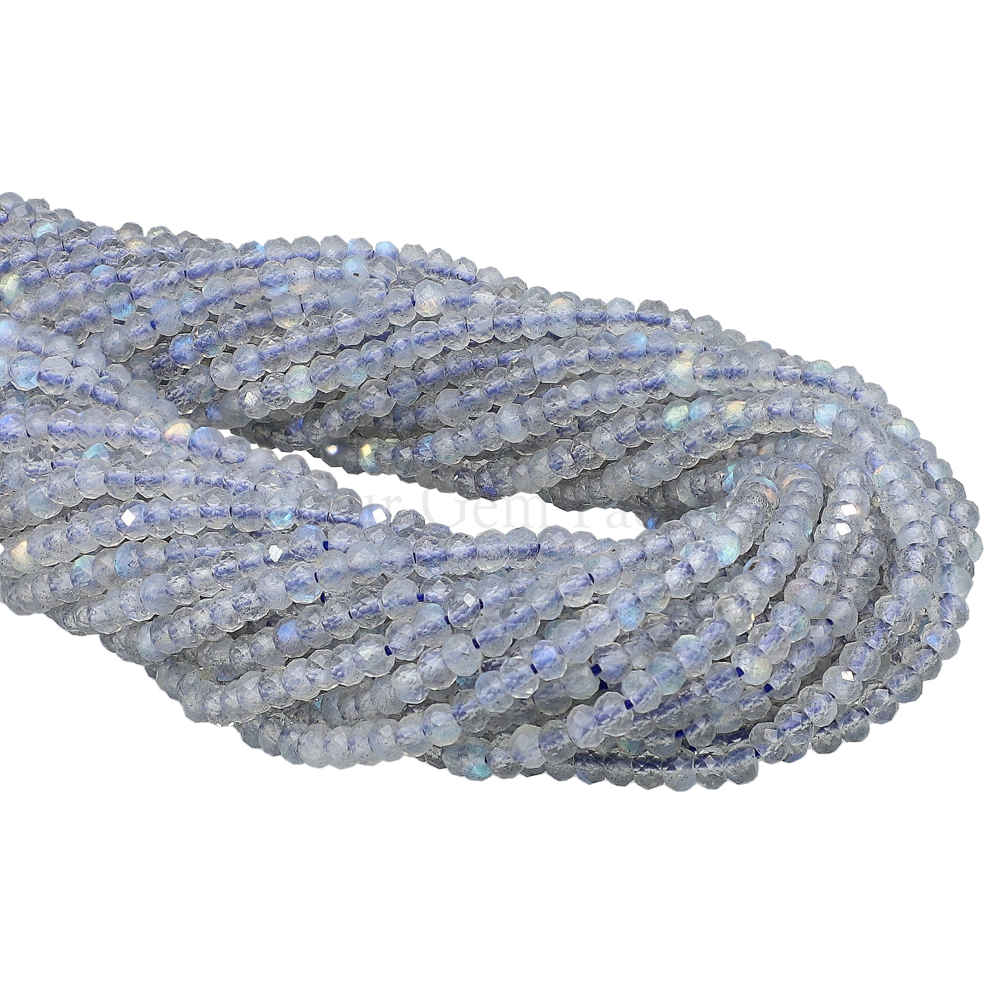 3 MM Natural Labradorite Faceted Rondelle Beads