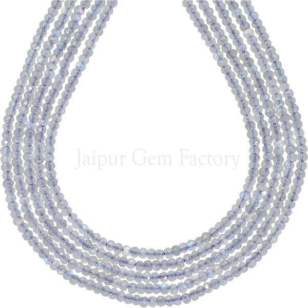 3 MM Natural Labradorite Faceted Rondelle Beads