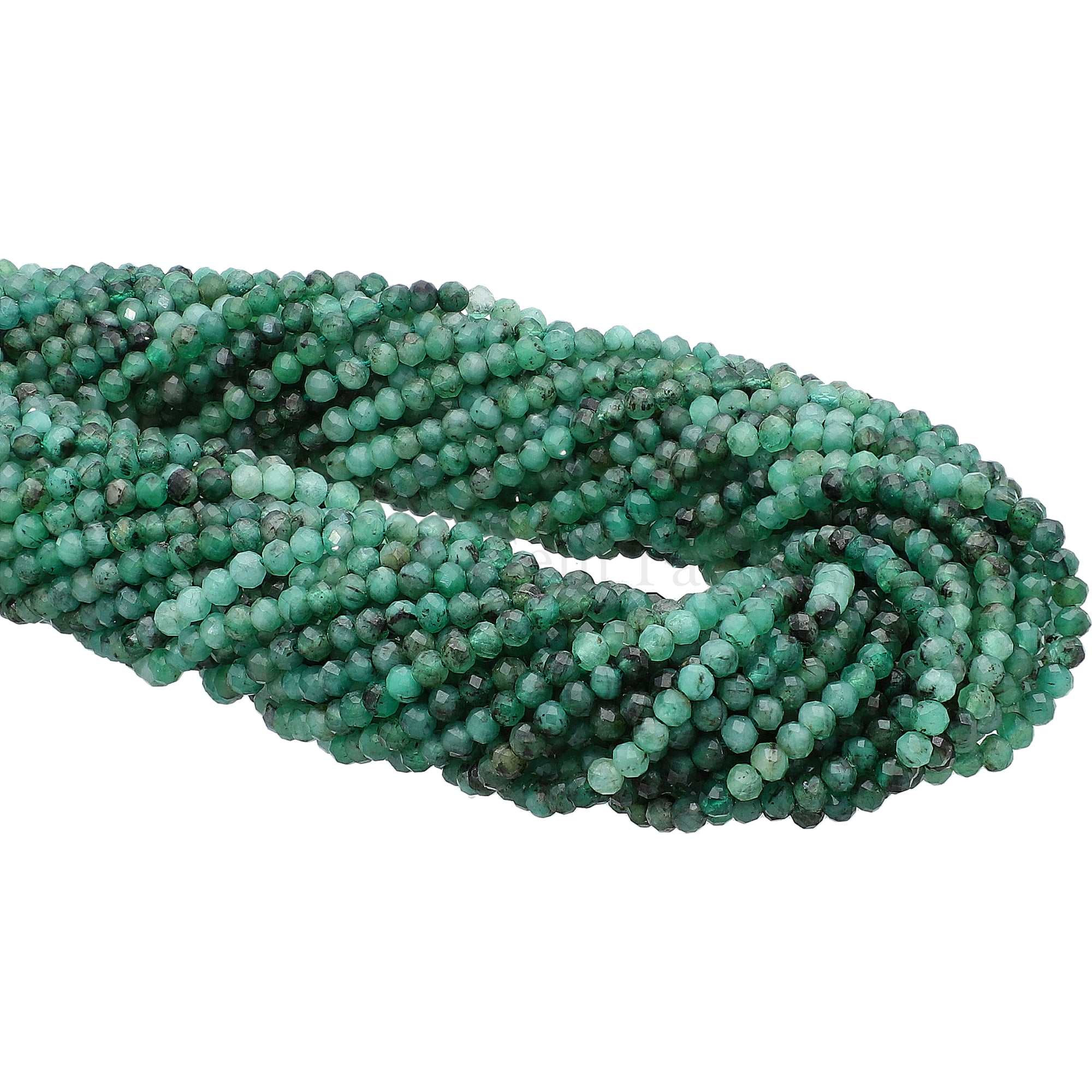 2-2.5 MM Raw Emerald Faceted Round Beads