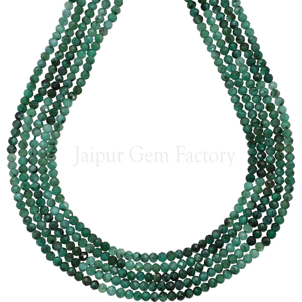 2-2.5 MM Raw Emerald Faceted Round Beads