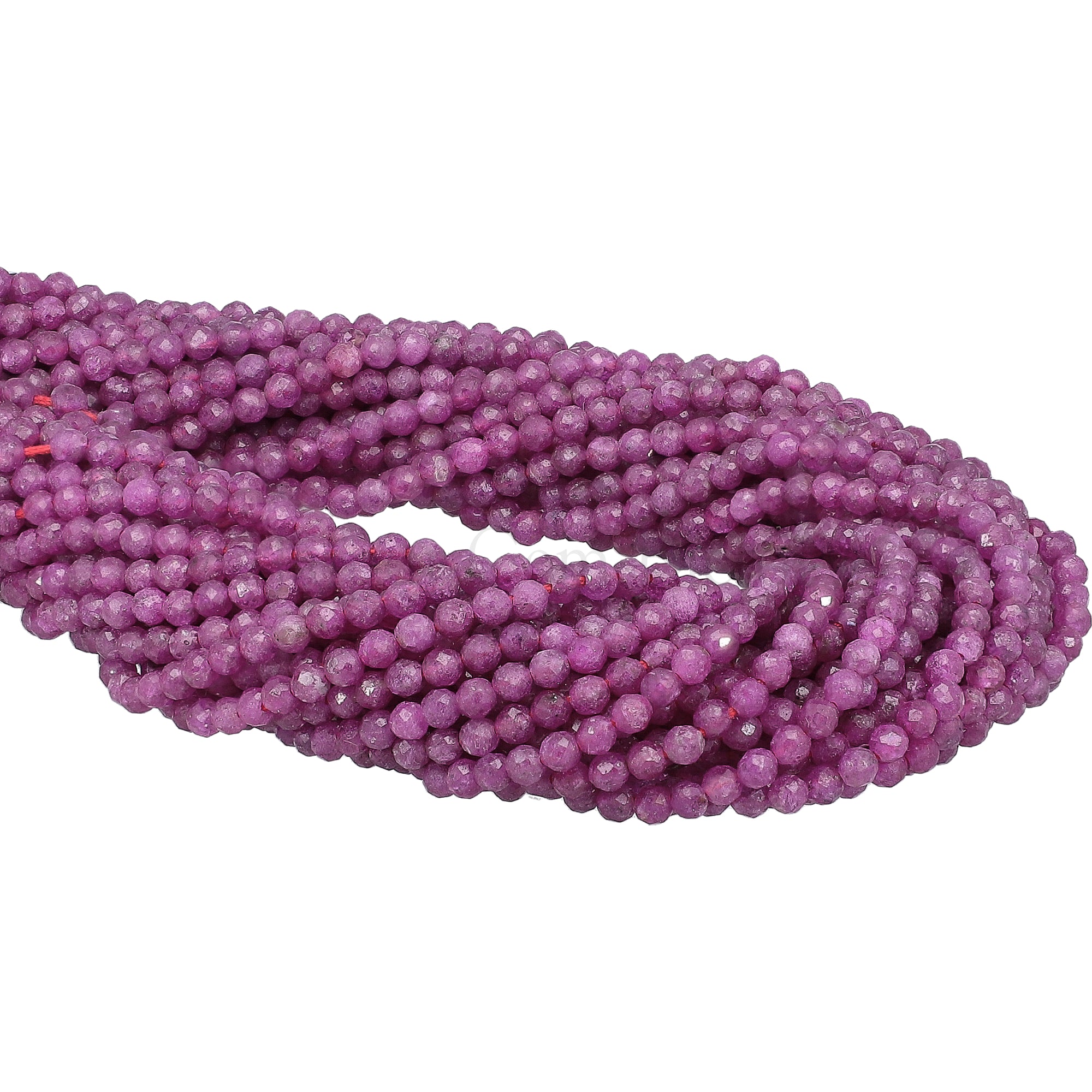 2-2.5 MM Ruby Faceted Round Beads