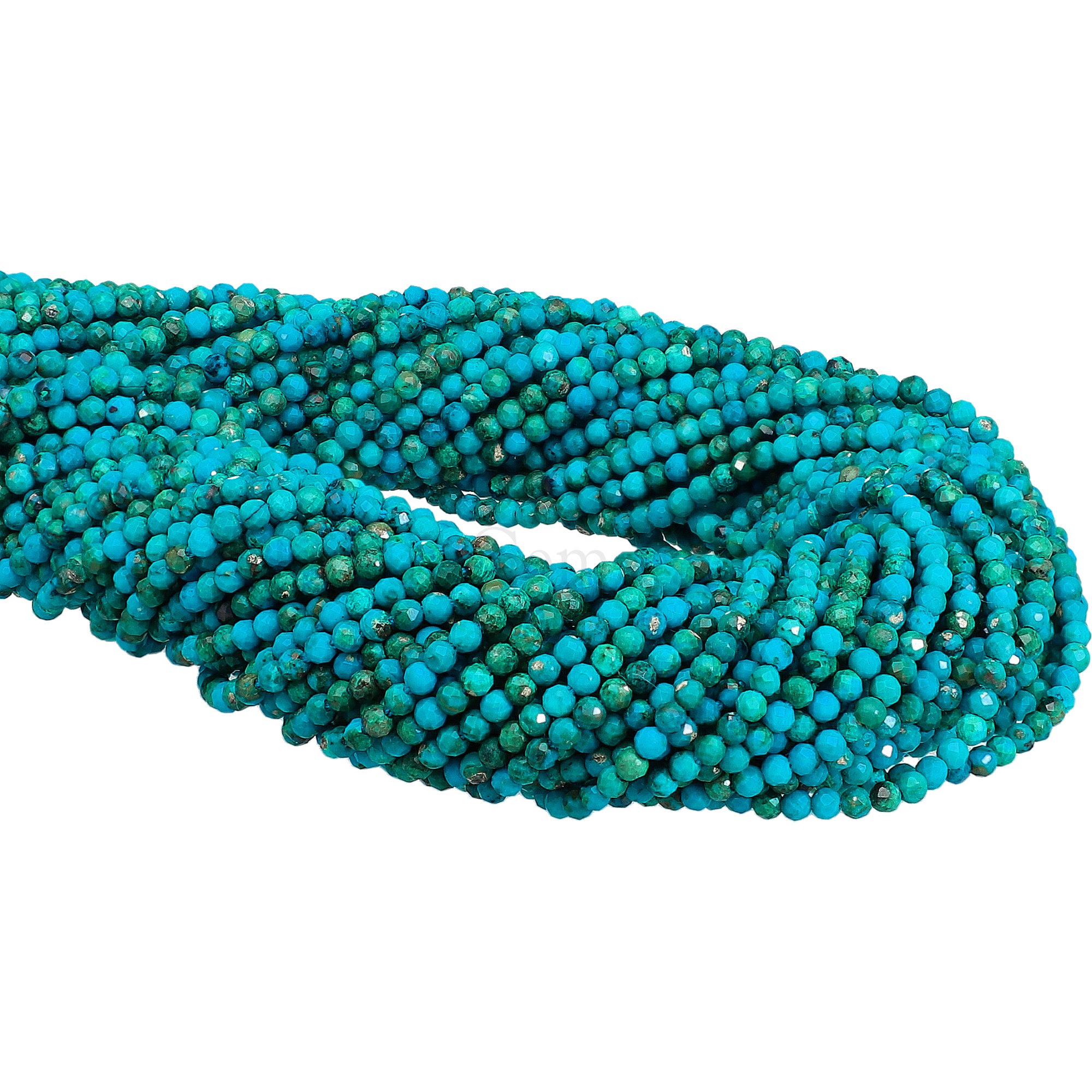 1.8-2.0 MM Chrysocolla Faceted Round Beads