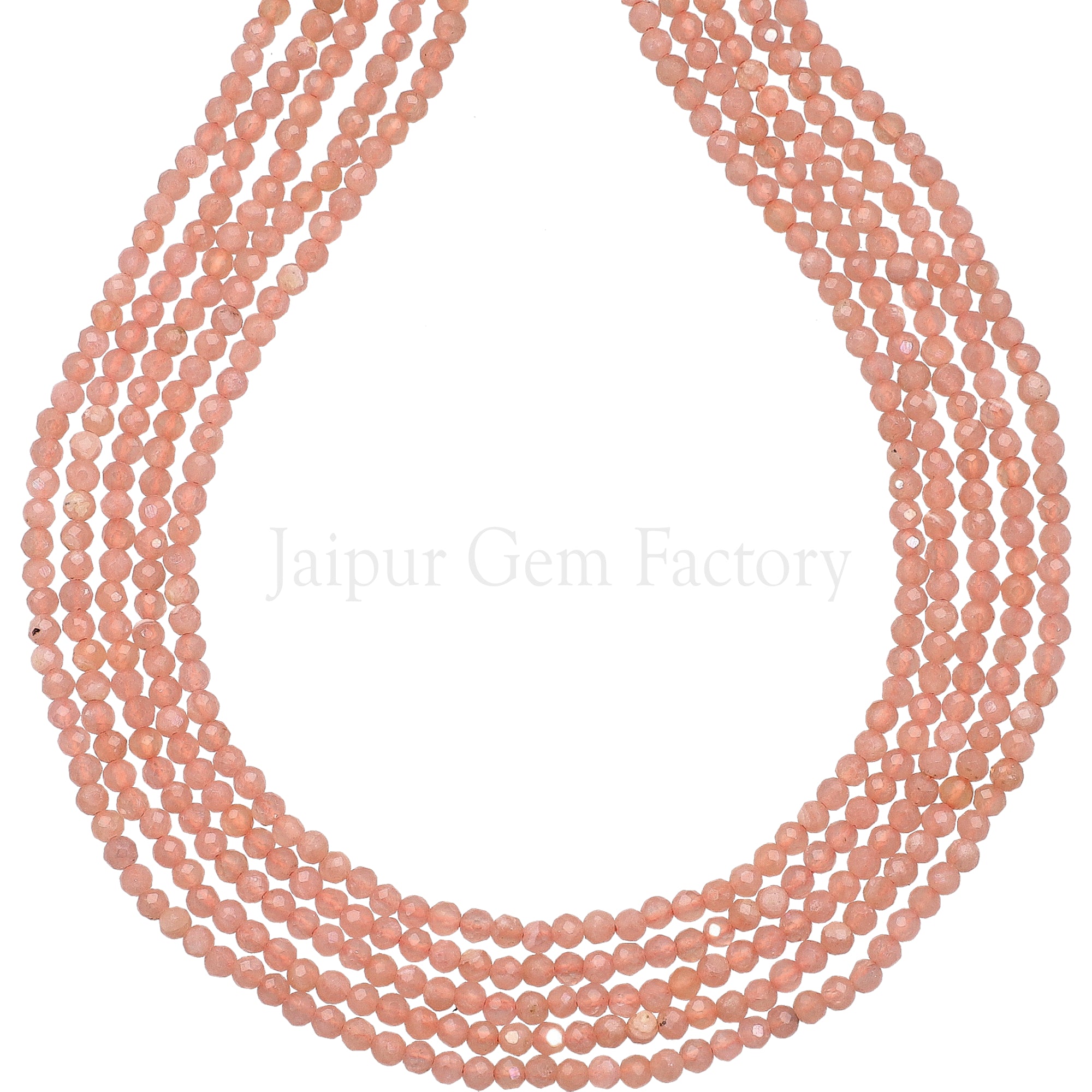 2-2.5 MM Peach Moonstone Faceted Round Beads