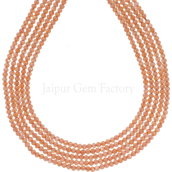 2-2.5 MM Sunstone Faceted Round Beads