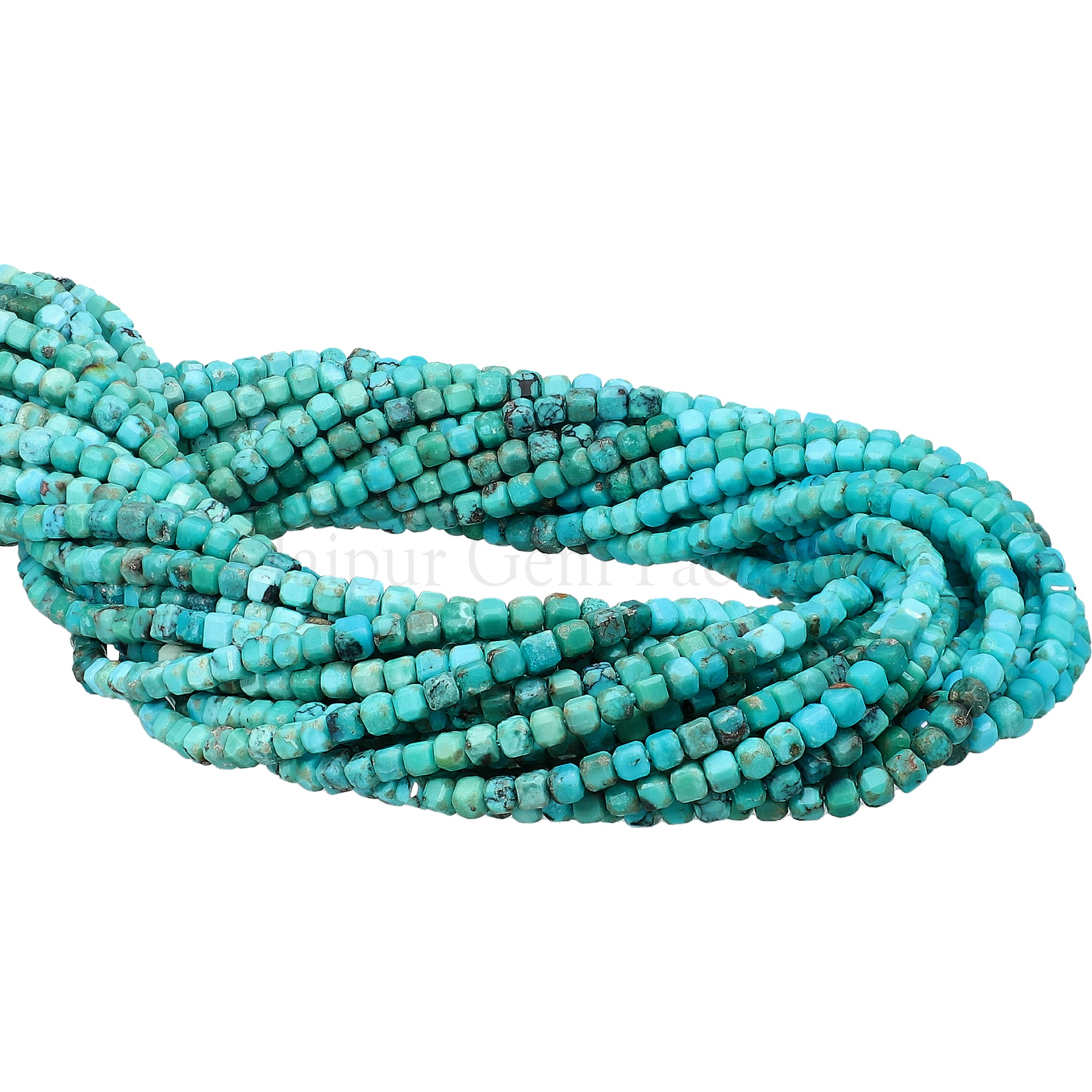 2 MM Turquoise Faceted Box Beads
