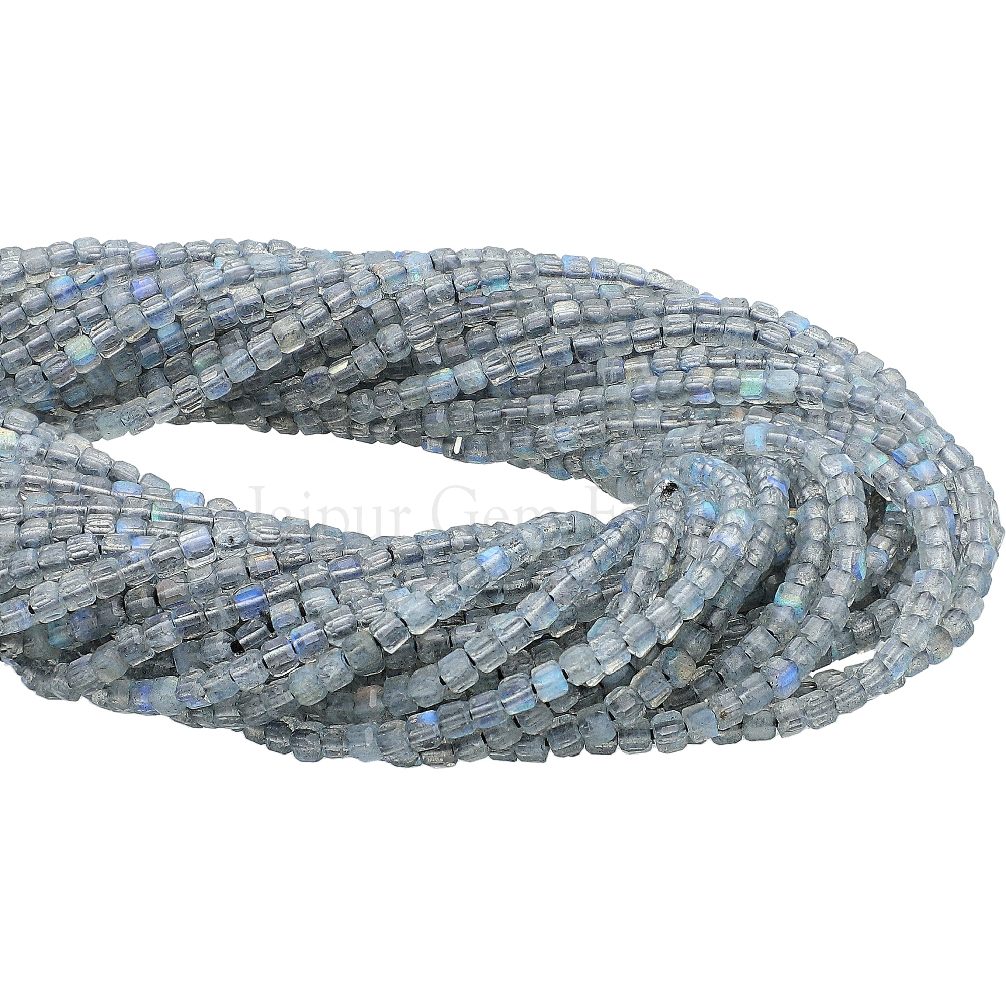 2.3-2.5 MM Labradorite Faceted Box Beads