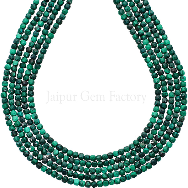 2.3-2.5 MM Malachite Faceted Box Beads