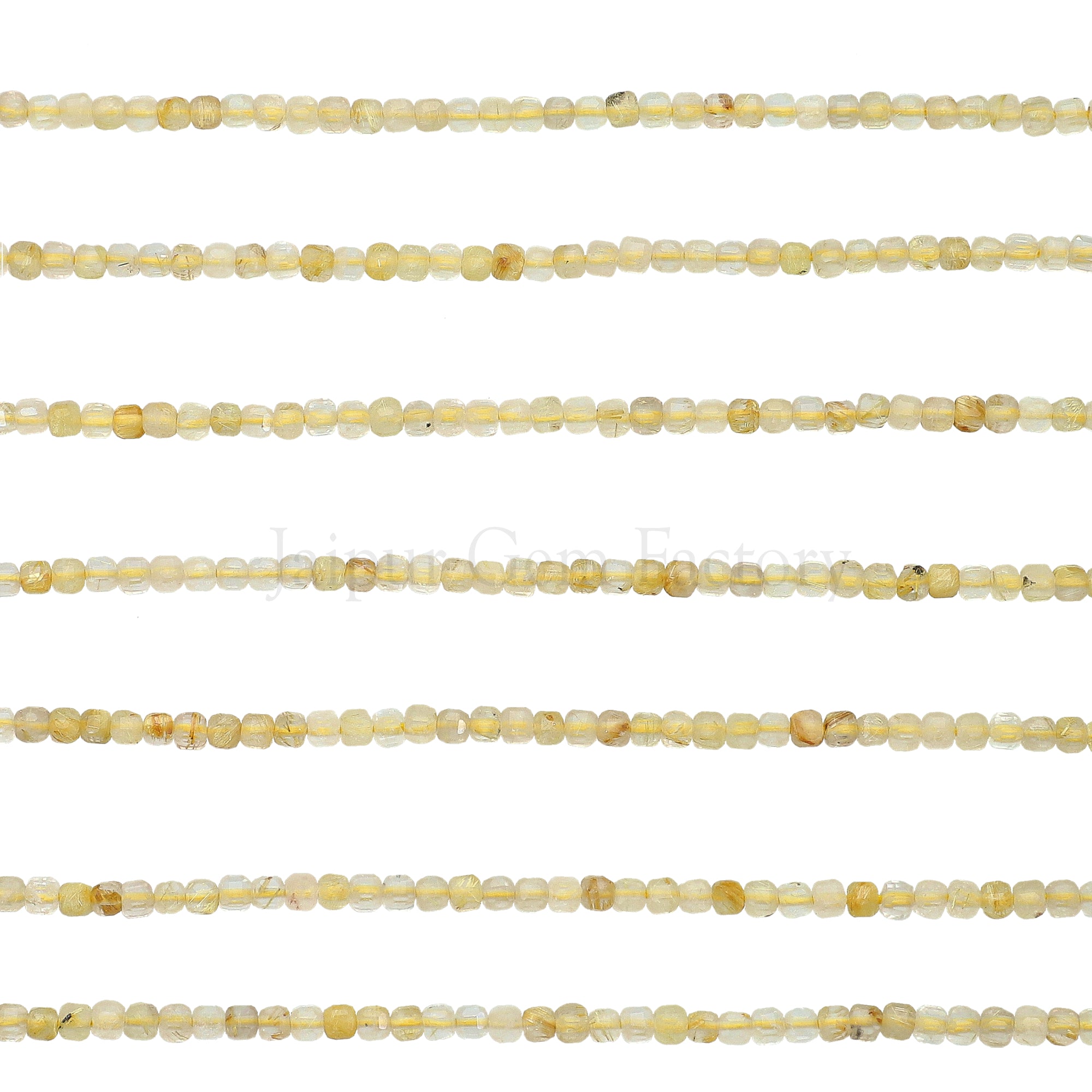 2.3-2.5 MM Rutilated Quartz Faceted Box Beads