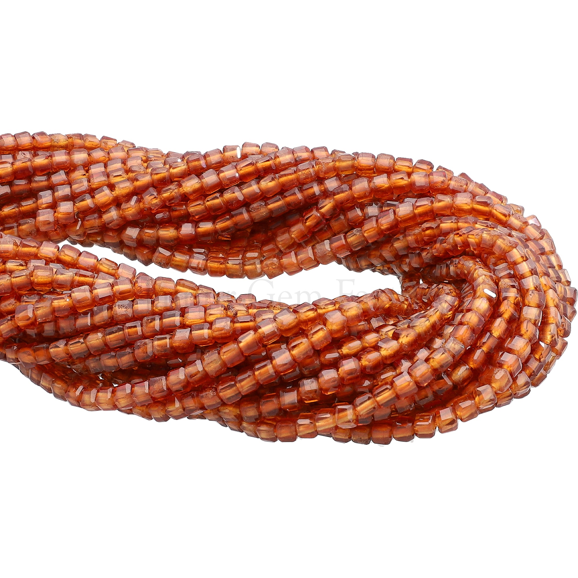 2.3-2.5 MM Hessonite Garnet Faceted Box Beads