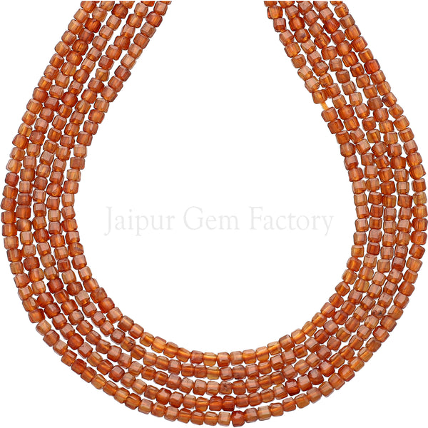 2.3-2.5 MM Hessonite Garnet Faceted Box Beads