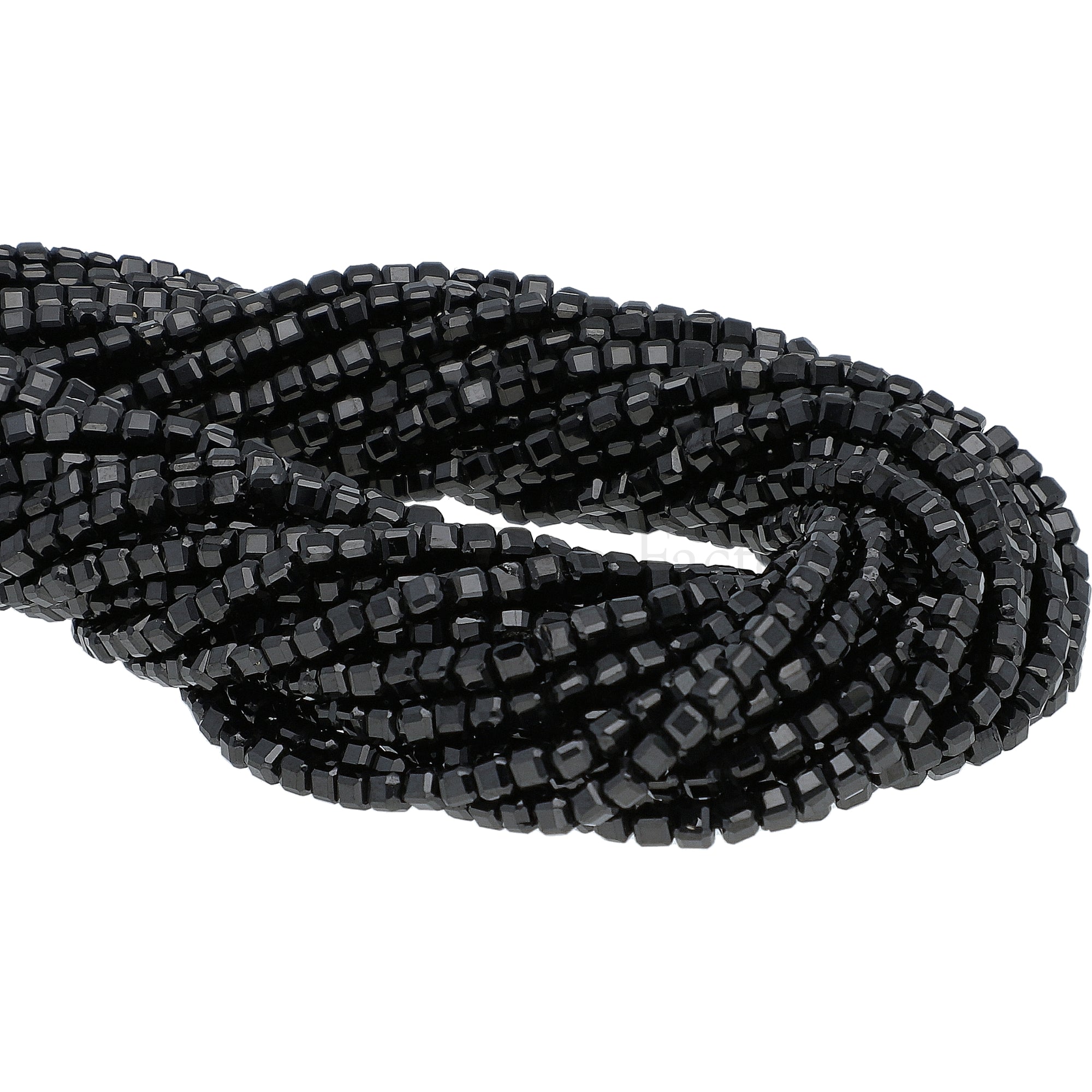 2.3-2.5 MM Black Spinel Faceted Box Beads