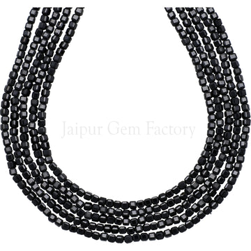 2.3-2.5 MM Black Spinel Faceted Box Beads