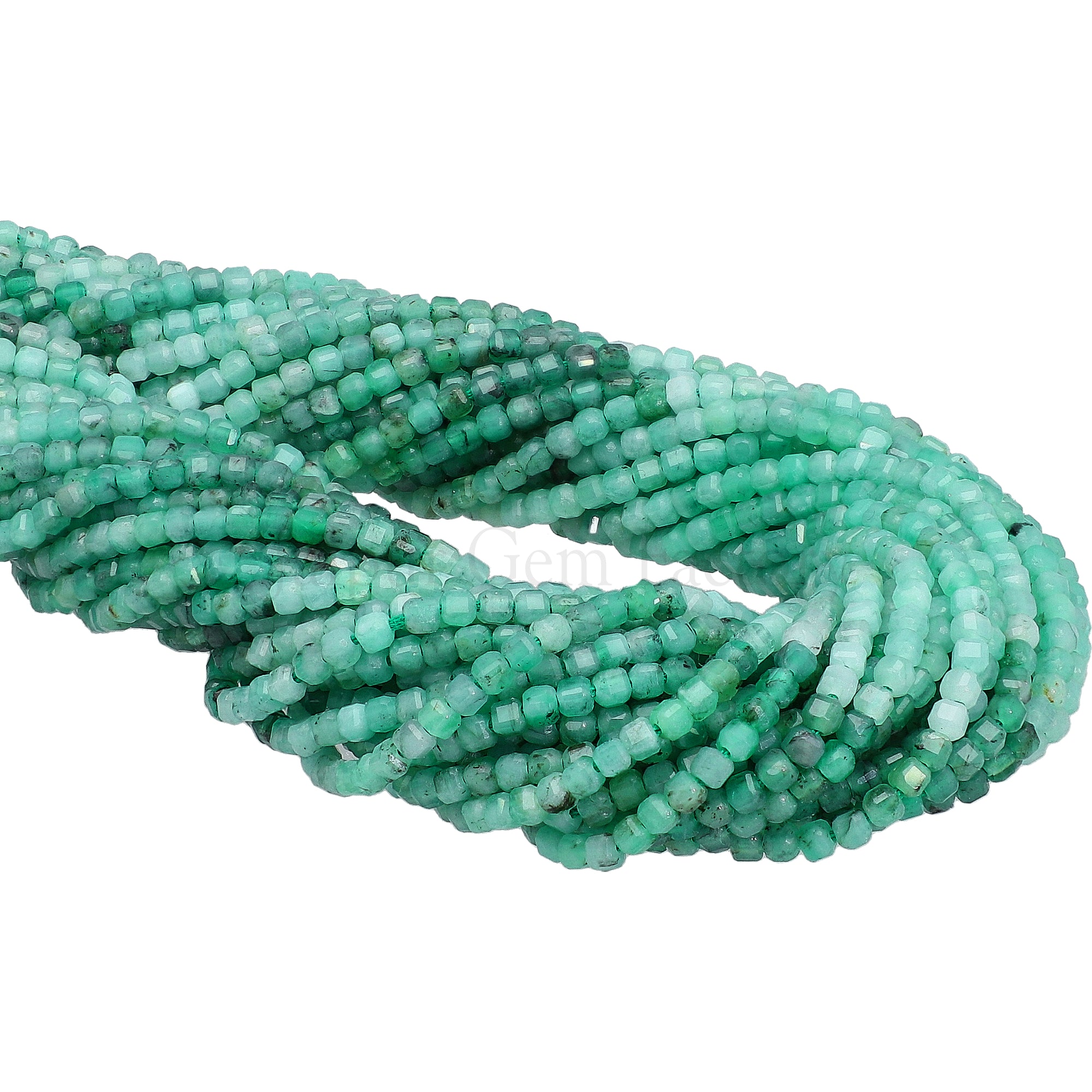 2.3-2.5 MM Raw Emerald Faceted Box Beads