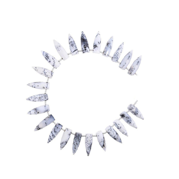 Dendritic Opal 16X5 MM Faceted Spike Shape Beads Strand