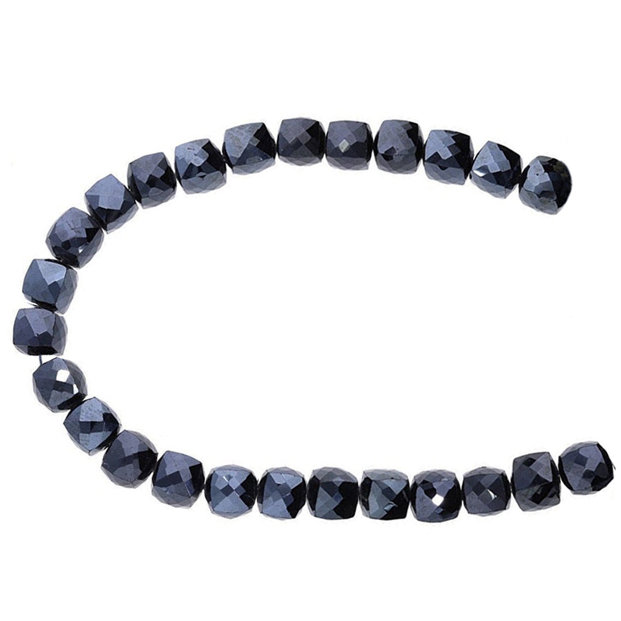 Mystique Black Onyx 6 To 7 MM Faceted Cube Shape Beads Strand