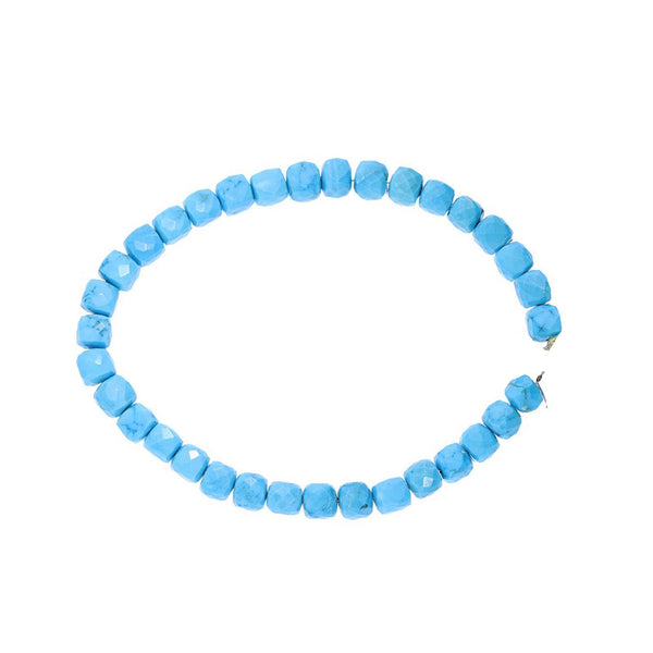 Howlite 6 To 7 MM Faceted Cube Shape Beads Strand