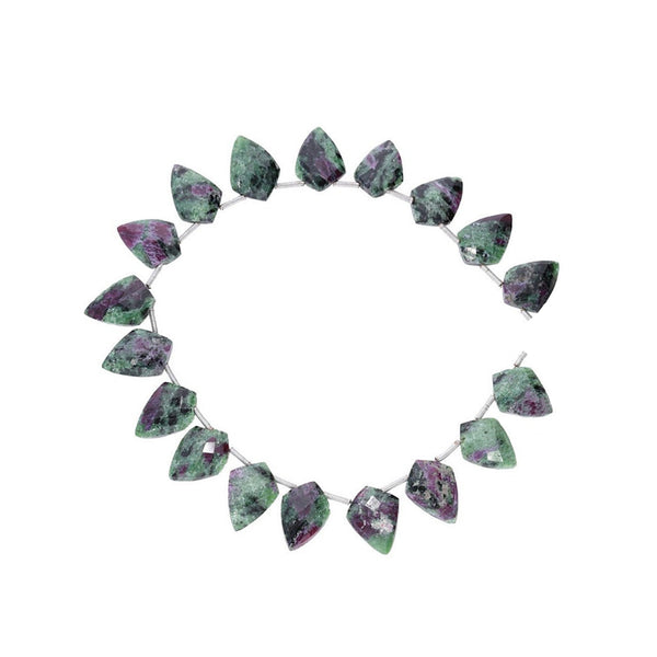 Ruby Zoisite 14X10 MM Faceted Shield Shape Beads Strand