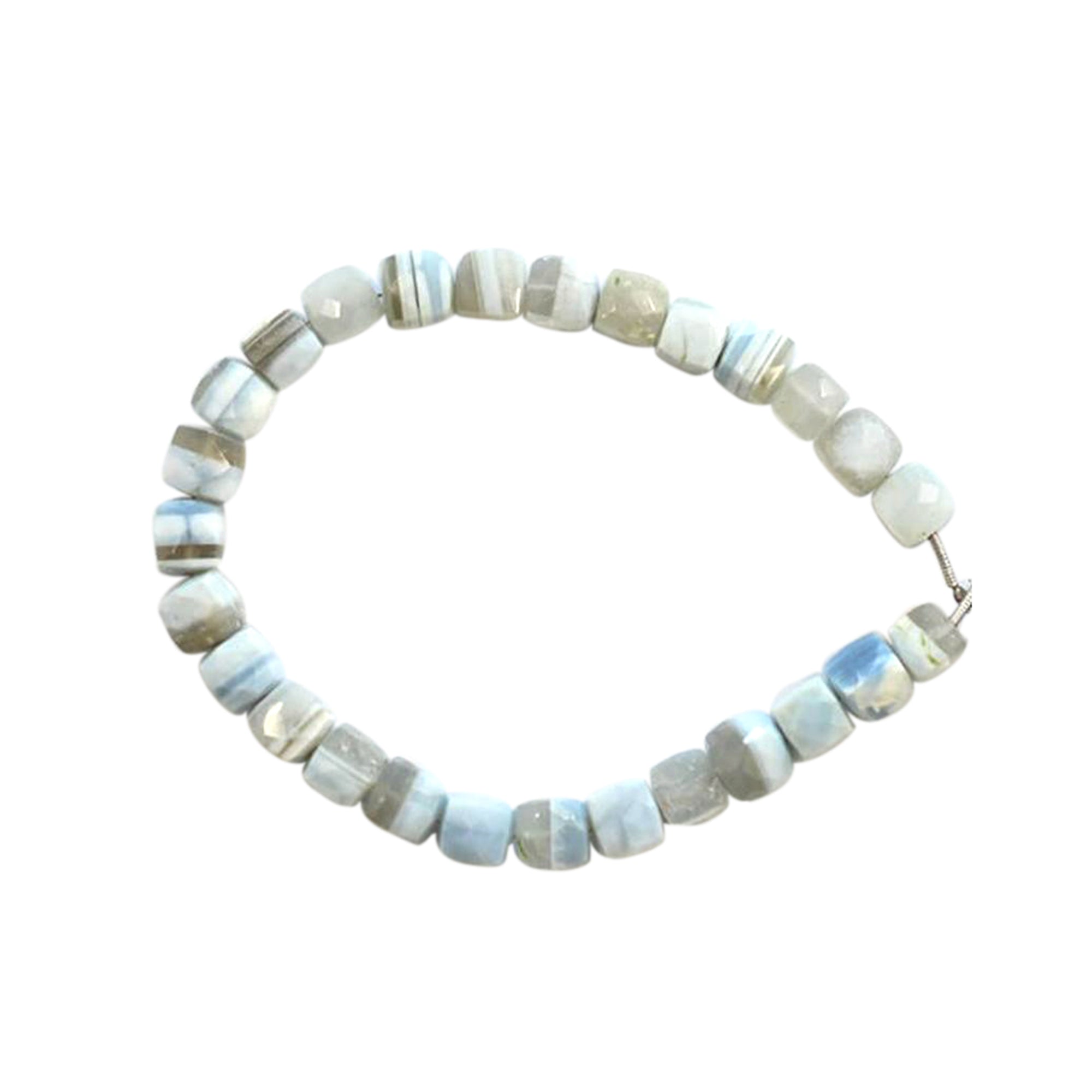 Blue Lace Agate 7 To 8 MM Faceted Cube Shape Beads Strand